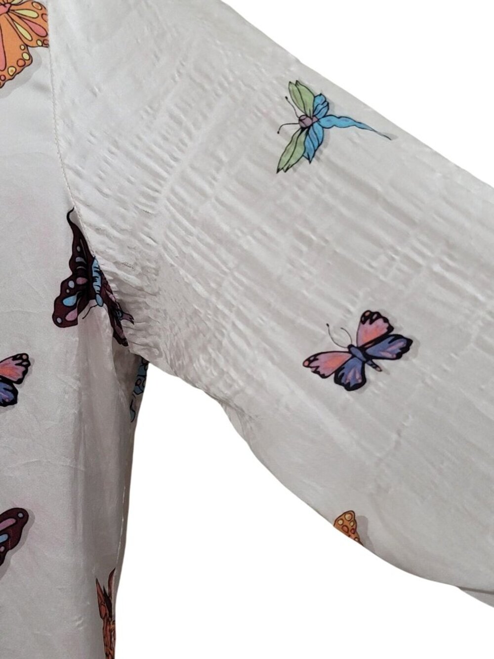 Vintage Nick & Nora 100% Silk Butterfly Print Pajama Set XL - Picture 5 of 12